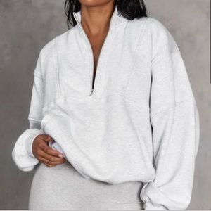 Joah Brown Retro Half Zip in Pearl Grey French Terry